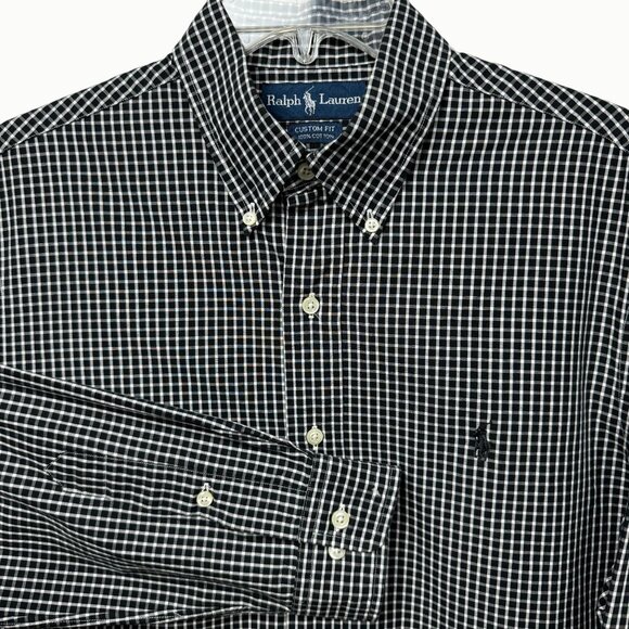 Ralph Lauren Other - Ralph Lauren Black & White Gingham Plaid Custom Fit Button-Down Shirt 16 32/33